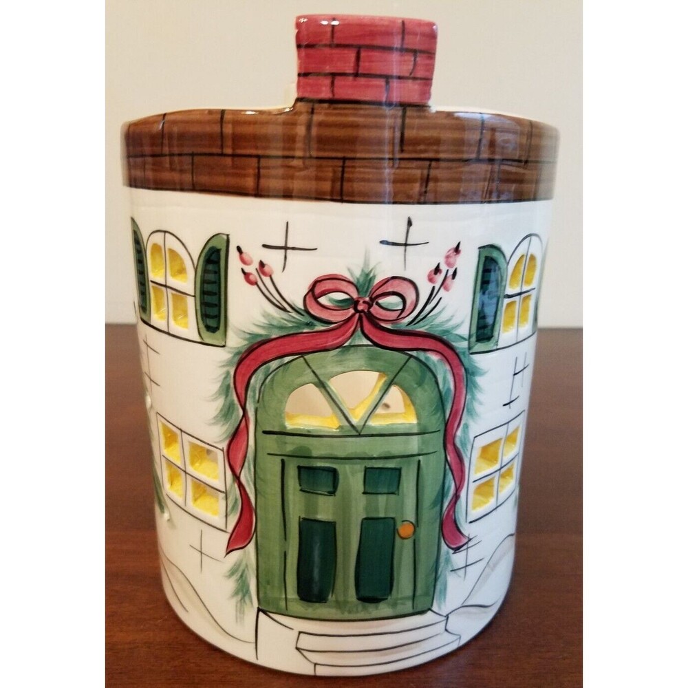 RARE HANDMADE 3WICK CANDLE HOLDER Xmas HOUSE by Gail Pittman Pottery 1991